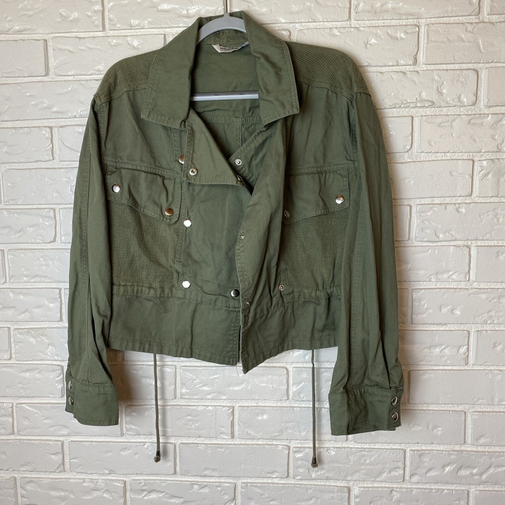 Highway Jeans Women's Jacket Size M Army Green Utility Pelham Belt Inside Crop